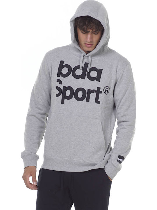 Body Action Men's Sweatshirt with Hood and Pockets Light Melange Grey