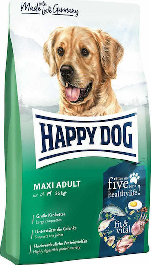 Happy Dog Maxi Adult 14kg Dry Food Diet, Gluten-Free for Adult Large Breed Dogs with Poultry and Fish