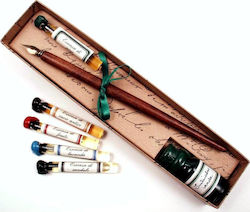 Francesco Rubinato Set Calligraphy Pen Brown Wooden