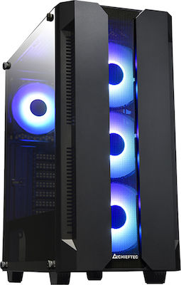 Chieftec Hunter Gaming Midi Tower Computer Case with Window Panel and RGB Lighting Black