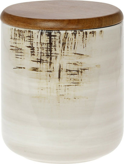 Cryspo Trio Country Sugar Jar with Lid Made of Beige Porcelain 12x12x12cm