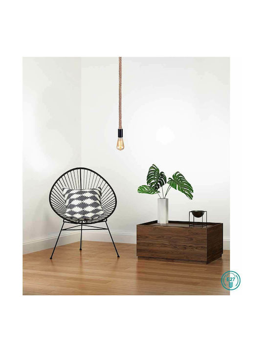Globo Lighting Ulleu Pendant Light Black with Rope for Socket E27