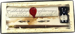 Francesco Rubinato Set Calligraphy Pen Brown Wooden