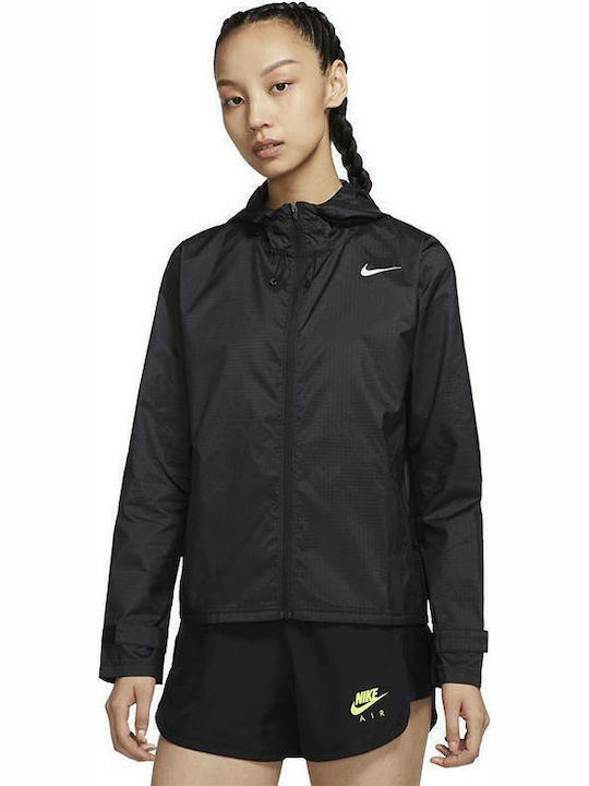 Nike Essential Γυναικείο Μπουφάν Running Αδιάβροχο και Αντιανεμικό Μαύρο