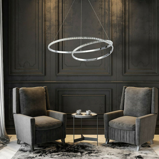 Hatzipantos Stores Pendant Light Silver with Crystals for Socket E27 80x80cm