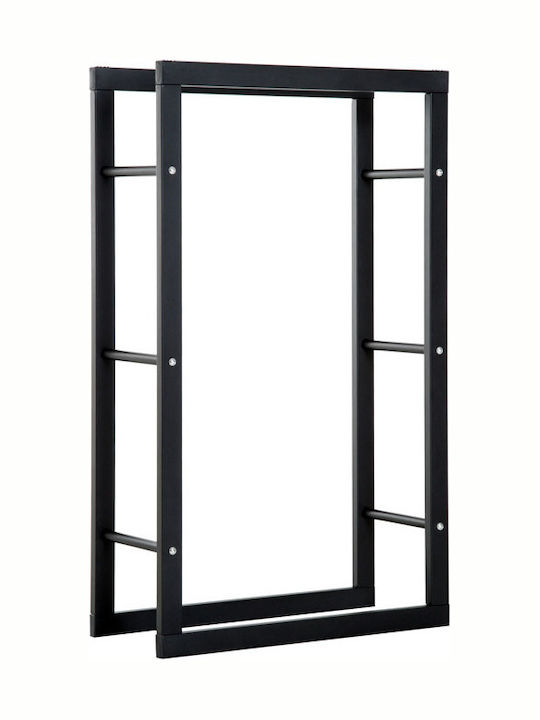 HomCom Inox Ράφι Αποθήκευσης Ξύλων 60x25x100cm Μαύρο