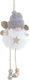 Hanging Ornament Angel Polyresin White 28x10cm Set 6pcs