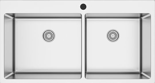 Excel Victoria 720MAS212 Drop-In Sink Left Inox Satin W97xD50.5cm Silver