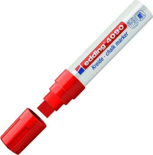 Edding Chalk Marker 4090 Marker Red Blackboard Liquid Chalk for Glass Τετράγωνη Μύτη