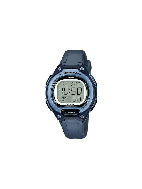 Casio Ψηφιακό Ρολόι Μπαταρίας με Καουτσούκ Λουράκι σε Μπλε χρώμα