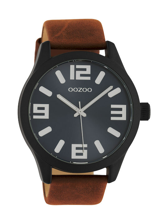 Oozoo Men's Watch 46mm Battery with Brown Leather Strap