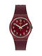 Swatch Rednel Uhr mit Rot Kautschukarmband