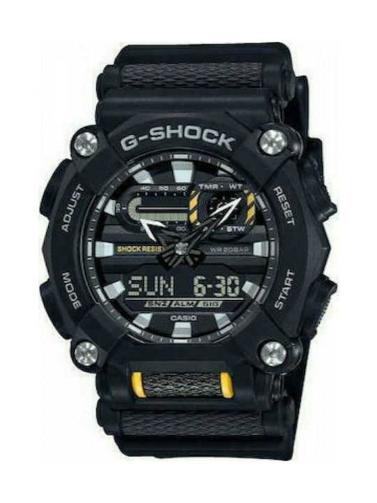 Casio Ρολόι G-shock Χρονογράφος με Καουτσούκ Λουράκι σε Μαύρο χρώμα