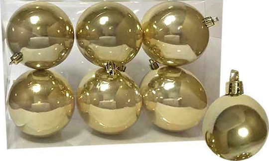 Hängendes Kugel Ornament Ornament Kunststoff Gold 8cm Set 6Stück