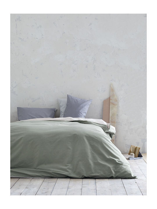 Nima Duvet Cover Cotton Single 160x240 Colors Camel Beige / Sage Green