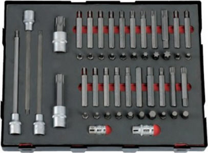 Force Set Bits & Sockets 1/2" Allen & Torx Long Walnut with Allen Head and Socket 1/2'' H10 / H12 / H5 / H6 / H7 / H8x100mm / 200mm / 75mm / 30mm 49pcs