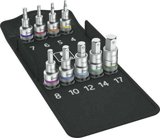 Wera Chei tubulare cu Vârfuri Allen și Patrat de Prindere 1/2'' Set 9buc