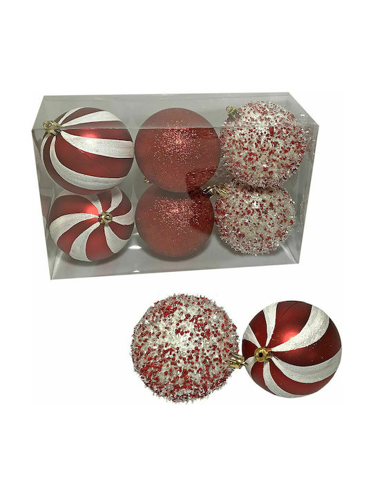 XMASfest Christmas Plastic Ball Ornament Red 8x8cm 6pcs 93-2758