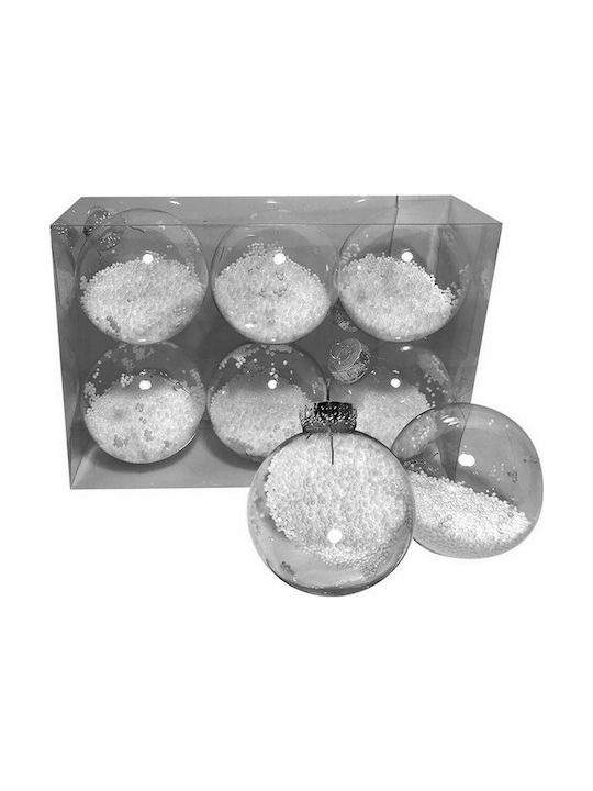 XMASfest Christmas Plastic Ball Ornament Transparent 8x8cm 6pcs 93-2751