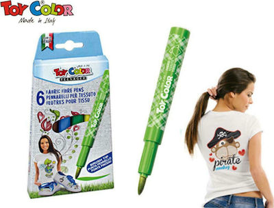 Toy Color Teenager Σετ Μαρκαδόροι για Ύφασμα 6τμχ