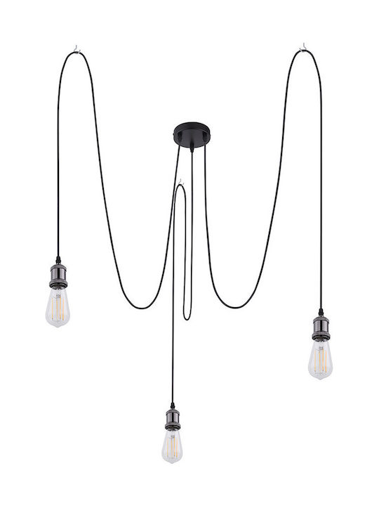 Globo Lighting Oliver Pendant Light Black with Socket E27 120cm