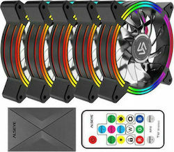 Alseye Halo 4.0 Ventilator Carcasă 120mm cu Iluminare RGB și Conexiune 3-Pin / Molex cu 4 pini 5buc