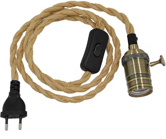 GloboStar Whip Ντουί Ρεύματος με Υποδοχή E27 Μπρούτζινο 91041