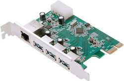 Powertech Card de control PCIe cu 4 porturi Ethernet / USB 3.0