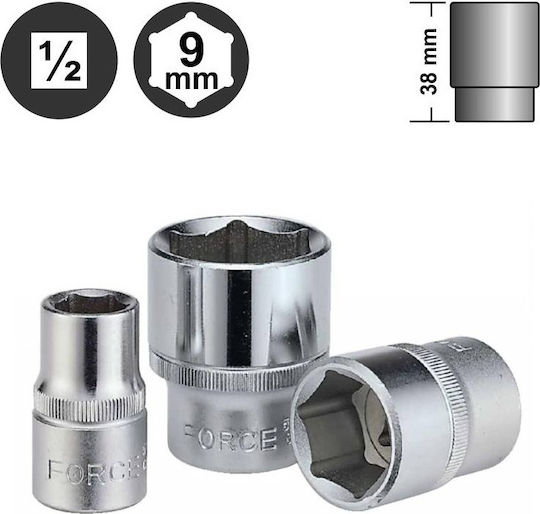 Force Căpăcel Hexagonal cu Patrat de Prindere 1/2" Diametru 9mm 1buc