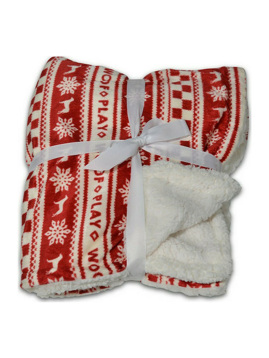 Cangaroo Κουβέρτα Αγκαλιάς & Λίκνου Snowflake Fleece Κόκκινη 75x105cm