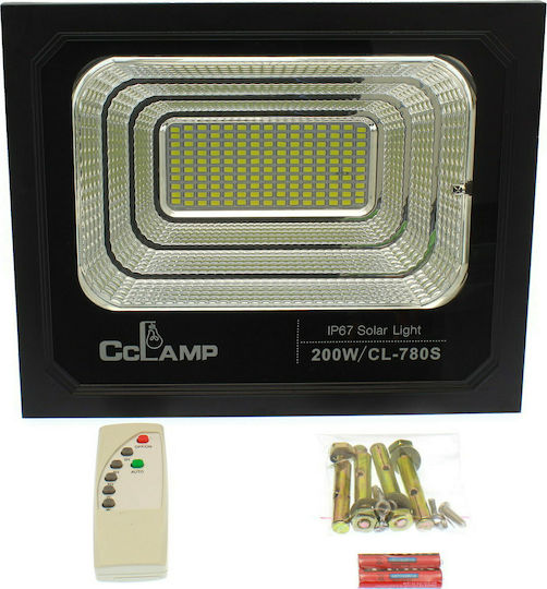 Waterproof Solar LED Floodlight 200W Natural White with Remote Control IP67