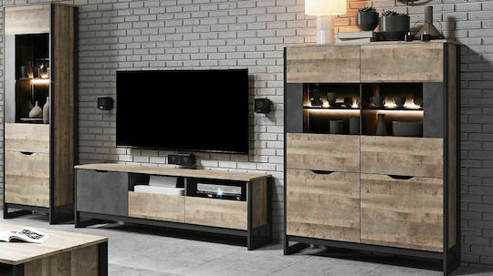 Arden Living Room TV Unit with Showcase Sand L325xW39.6xH194.4cm ARD-36