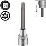 Force Priza Cheie tubulară cu Vârf Torx și Patrat de Prindere 1/2'' Dimensiune T30x100mm 1buc