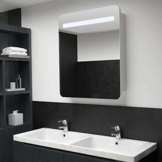 vidaXL Rectangular Bathroom Mirror Led made of MDF with Cabinet 68x80cm White