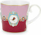 PiP Studio Love Birds Medallion Mug from Porcelain Red-Pink 150ml