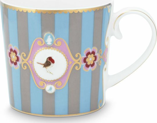 PiP Studio Love Birds Medallion Stripes Чаша от Порцелан Blue-Khaki 150мл