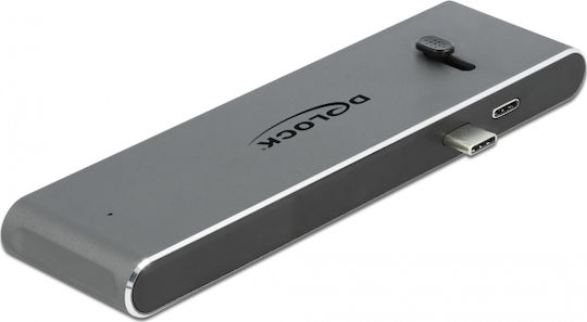DeLock Docking Station με Διπλό USB-C / USB-C HDMI 4K PD Γκρι (87752)