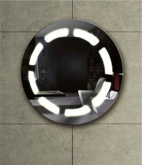 Karag Round Bathroom Mirror Led made of Stainless Steel 63x63cm