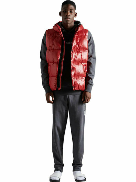 High Shine Без Ръкав Puffer Червено