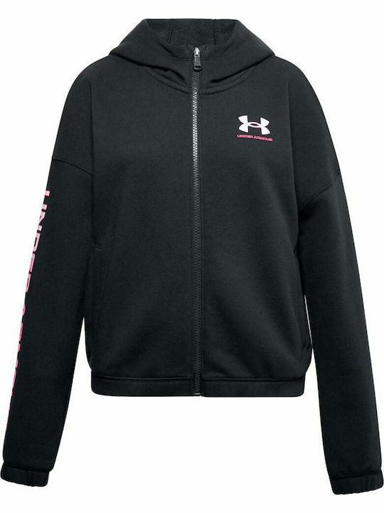 Athletic Kids Sweatshirt Cardigan Fleece with Hood Black Rival