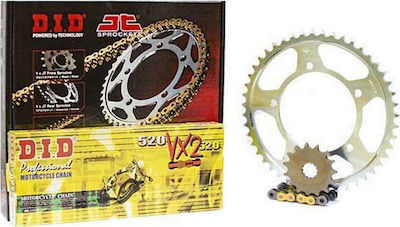 DID Chain & Sprocket Kit DID-JT Drive Chain and Sprocket Set for Yamaha XT 660R/X '04-'10 X-ring Gold for Yamaha XT