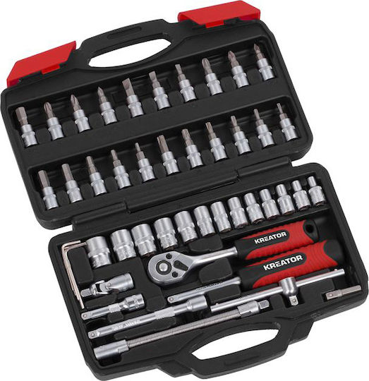 Kreator Set de chei tubulare și clichet 1\4" 46buc