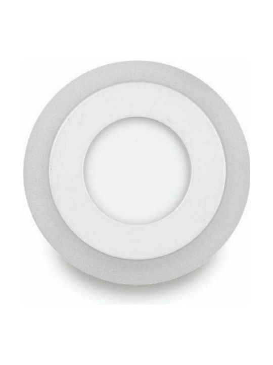 Spot Light Round Metallic Recessed Spot with Integrated LED and Natural White Light 3W+2W 3000-4000K 500lm White 10x10cm.