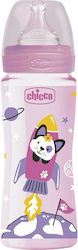 Chicco Πλαστικό Μπιμπερό Well Being Κατά των Κολικών με Θηλή Σιλικόνης 330ml για 4+ μηνών Pink Διαστημόπλοιο