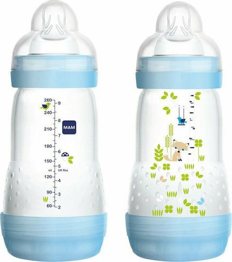 Mam Plastic Baby Bottles Set Easy Start Anti-Colic Combi-Pack Anti-colic with Silicone Teat 260ml for 2+ months 2pcs Σιέλ