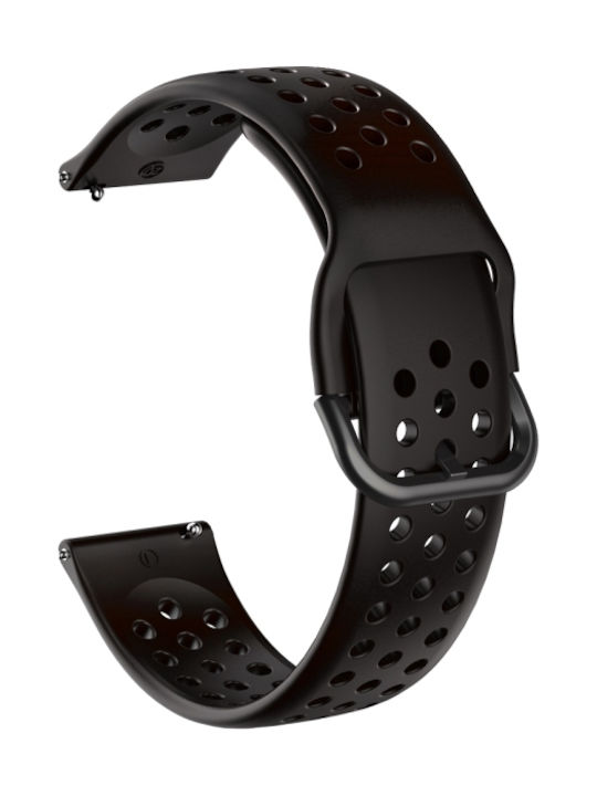 Breathable Buckle Strap Silicone Black (Galaxy Watch 3 41mmForerunner 55/245/645 / Vivoactive 3/5/HR / Venu Sq 2Amazfit GTS)