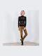 Jevel Women's Fabric Trousers in Slim Fit Tabac Brown