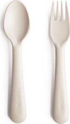 Mushie Baby Set mit Gabel Fork & Spoon aus Kunststoff Ivory 2Stück