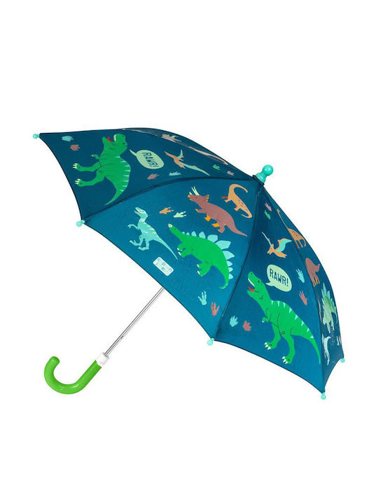 Stephen Joseph Kids Curved Handle Umbrella Dinosaur with Diameter 69cm Blue
