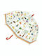 Djeco Kids Curved Handle Umbrella Rainy Day with Diameter 70cm Multicolour